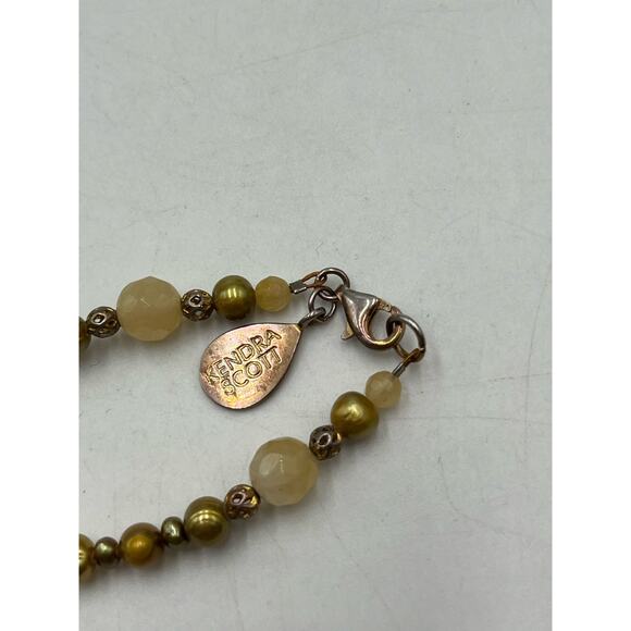 Kendra Scott Vintage Yellow Quartz Stone Graduated Beaded Necklace 925 clasp - Picture 8 of 12
